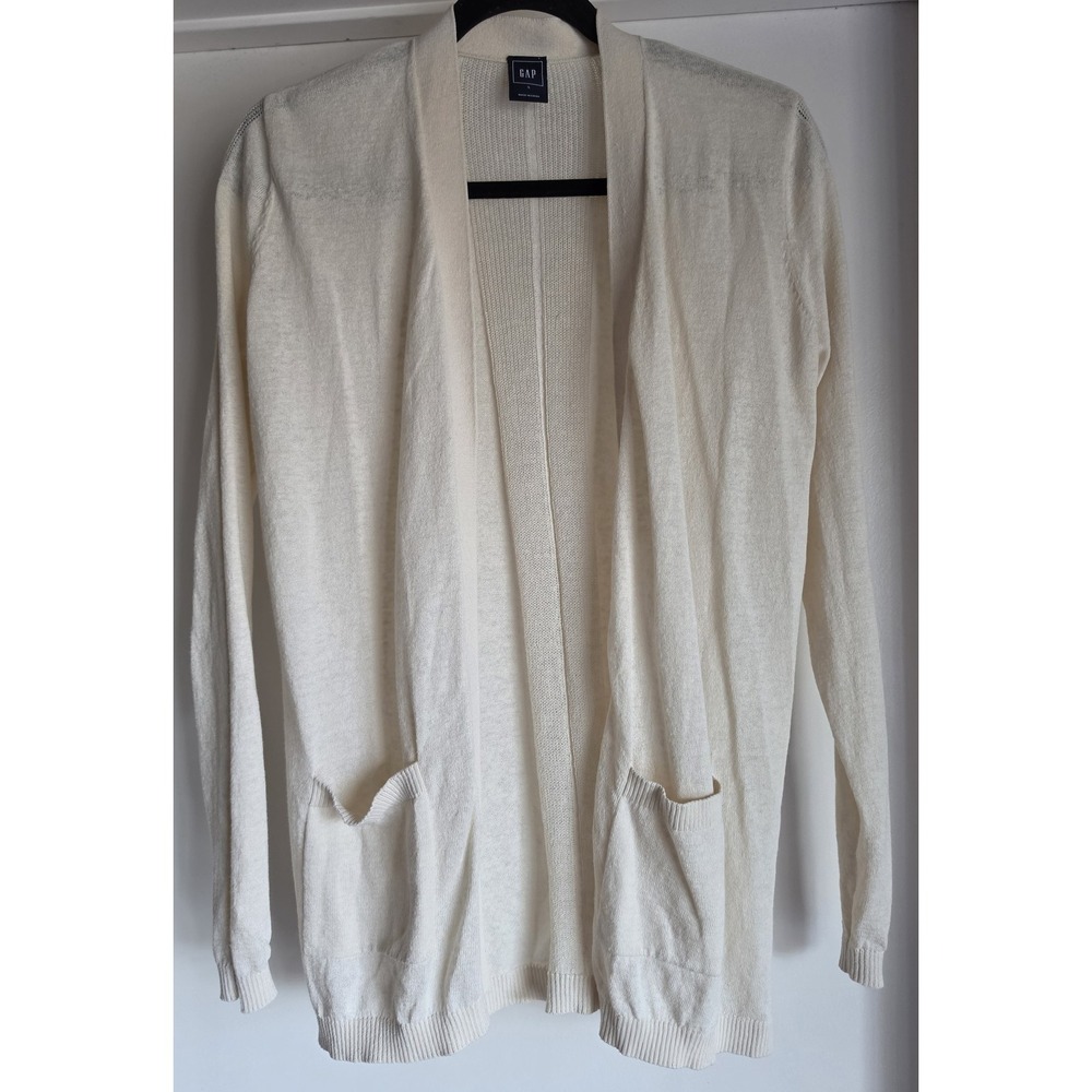 Gap Cardigan Sweater Women S Cream Solid Long Sleeve Casual Wrap Pullover
